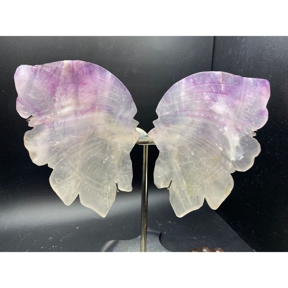 Lavender, White, Pink, and Purple Fluorite Angel Wings Silver Stand Rainbows - Picture 1 of 5